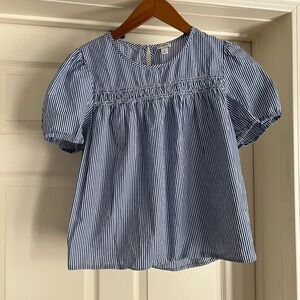 Blue and White Striped Blouse